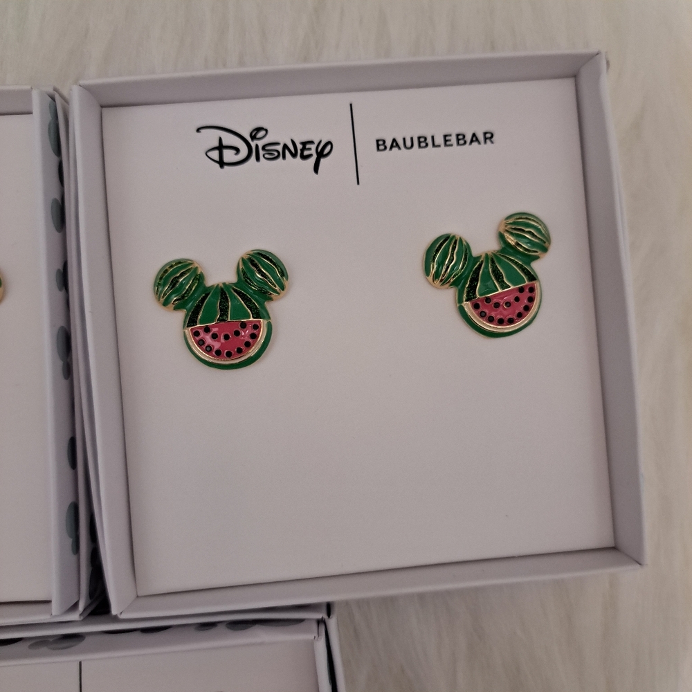 Disney x BaubleBar Mickey Mouse Shape Pineapple Watermelon Stud Earrings Set - Picture 3 of 6